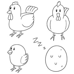 vector set of chicken and egg