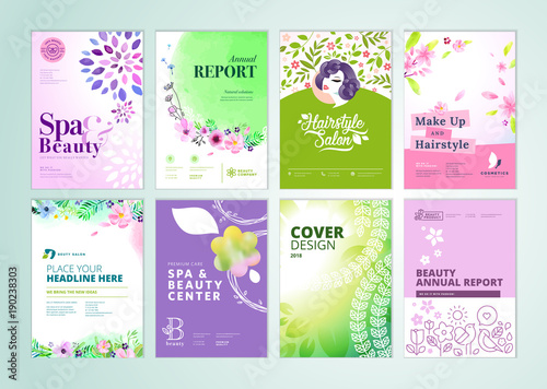 set of beauty brochure annual report flyer design templates in a4 document design templates