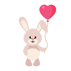 Fototapeta premium cartoon cute bunny with lovely balloons