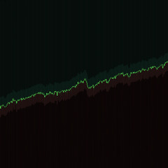 Stock market chart growing trend on dark background. 3D illustration