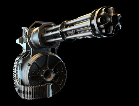 Machine gun isolated on black background