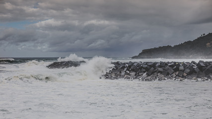 san sebastian donostia spain city wave ocean
