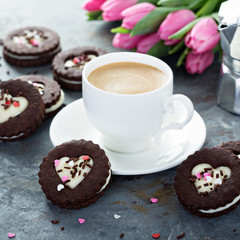 Chocolate cookie sandwiches for Valentines Day