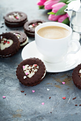 Chocolate cookie sandwiches for Valentines Day