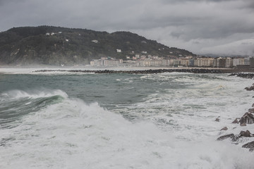 san sebastian donostia spain city wave ocean