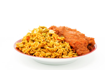 Tasty Indian food basmati rice on a plate