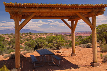 Resting place at White Rim Overlook in Canyonlands NP in Utah in the USA
