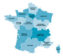 Carte Régions + Départements de France 1 2018