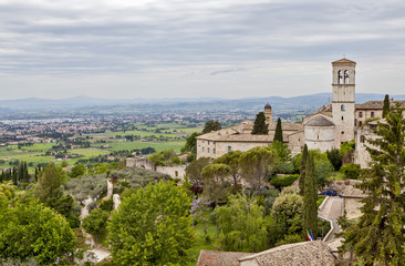 Assisi, Italy. View of the city and its surroundings on the mountainside