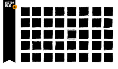 
A set of frames, black squares, textural lines, also brushes.
