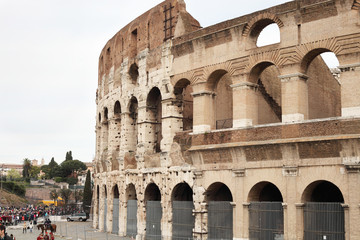 High view of parked cars on the street in Rome, Italy