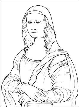 Mona Lisa by famous Leonardo Da Vinci coloring vector illustration