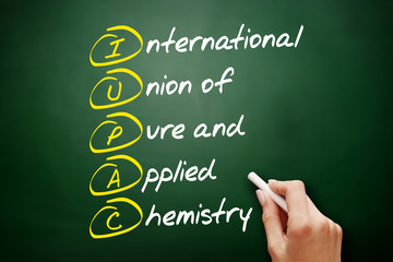 IUPAC - International Union of Pure and Applied Chemistry acronym, concept on blackboard