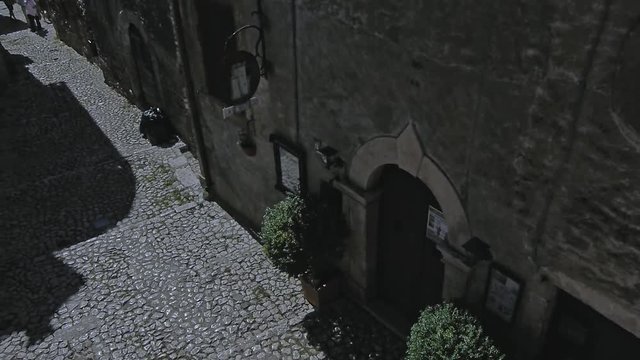beautiful medieval town from drone in a summer day