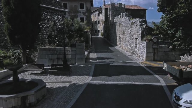 beautiful medieval town from drone in a summer day