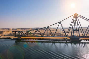 Fototapeta na wymiar Longest swing bridge in the world. Suez Canal, Egypt.