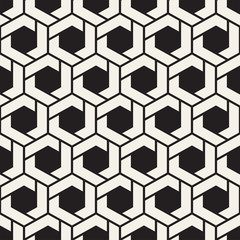 Vector seamless stripes pattern. Modern stylish texture with monochrome trellis. Repeating geometric hexagonal grid. Simple lattice design.