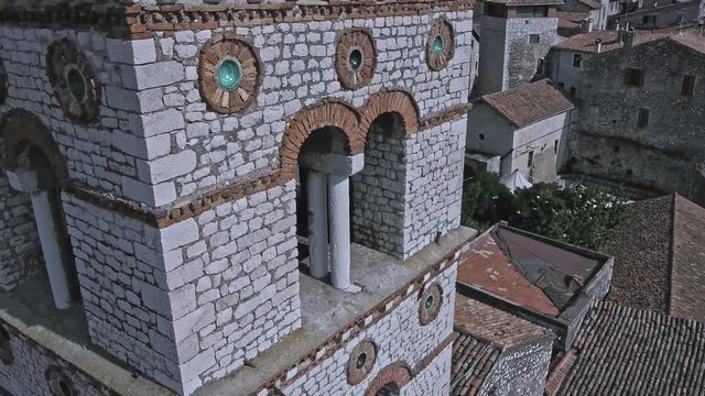 beautiful medieval town from drone in a summer day