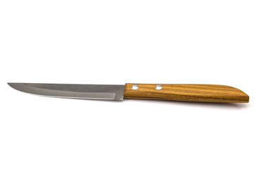 knife with wooden handle isolated