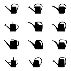 Set of silhouettes of watering can, vector illustration - obrazy, fototapety, plakaty