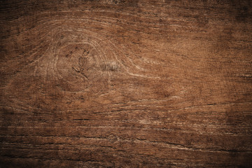 Old grunge dark textured wooden background,The surface of the old brown wood texture,top view brown teak wood panelitng - obrazy, fototapety, plakaty