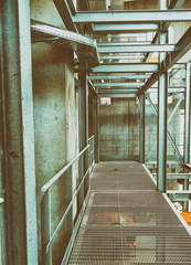 Modern metallic structure inside a warehouse. Empty environment