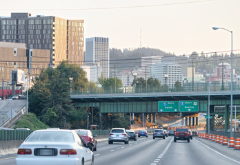 City traffic outbound on the interstate