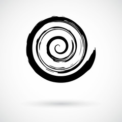 Spiral swirl symbol hand painted with ink brush