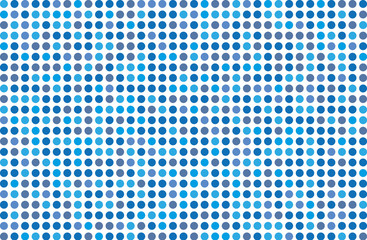 Dotted background with circles, dots, point Different shades of blue. Halftone pattern. 
