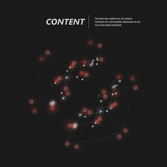 Abstract polygonal structure on dark background with connecting dots and lines
