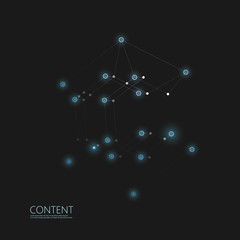 Abstract polygonal structure on dark background with connecting dots and lines