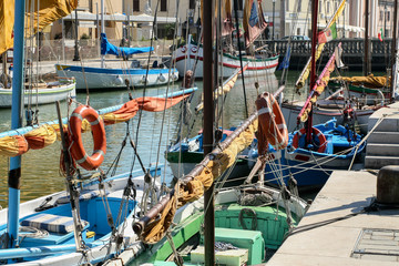 Fototapeta na wymiar Summer. Italy. Cesenatico. Museum of the ships. An old fishing boat.