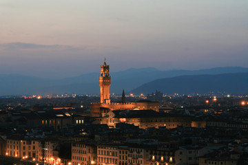 Summer. Night. Italy. Florence. Panoramic view of the city.