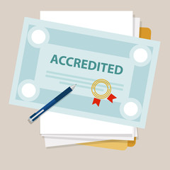 accredited authorized organization business certificate paper with stamp - obrazy, fototapety, plakaty