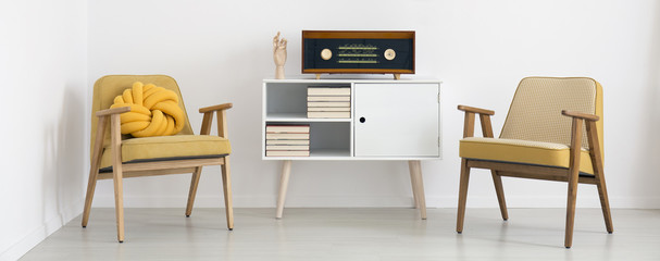 Retro armchairs in cozy interior