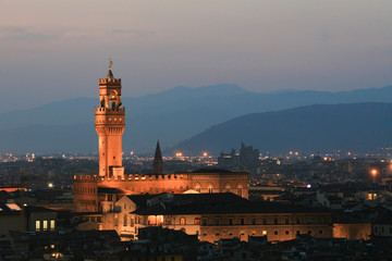 Summer. Night. Italy. Florence. Panoramic view of the city.