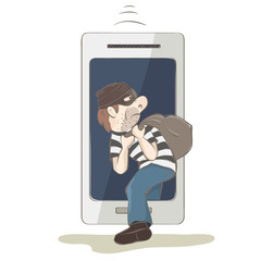 Dangerous sms banking /  Concept, vector illustration, theft on the Internet