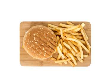 Cheese burger - American cheese burger with Golden French fries