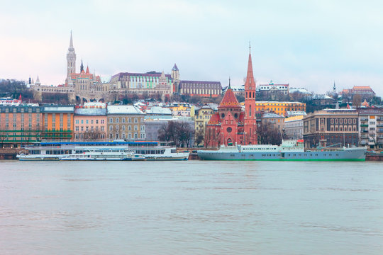 Budapest skyline view from Danube river, Hungary, Europe