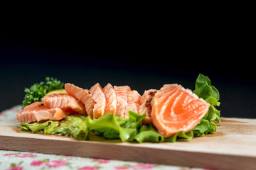 Japanese food fresh raw fish mixed sashimi