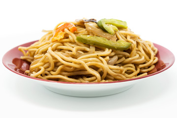 asian food fried noodle on the table