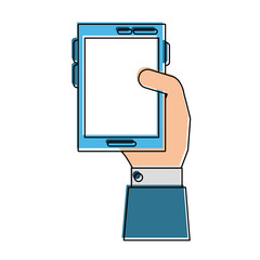 Hand with smartphone icon vector illustration graphic design