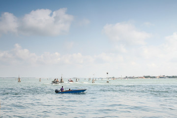 Fototapeta na wymiar Summer. Italy. Venice. Ships in the Venetian lagoon