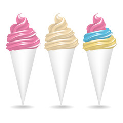 Realistic Detailed Ice Cream Set . Vector