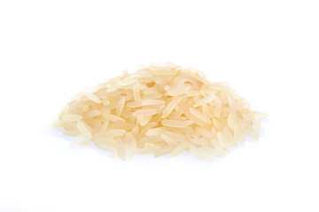 Pile of white glutinous rice isolated on white background.