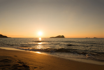Cala Comte beach on the island of Ibiza, Balearic Islands.