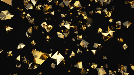 Abstract Yellow Gem triangle shape falling background, 3d rendering 