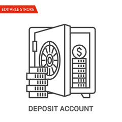 Deposit Account Icon. Thin Line Vector Illustration - Adjust stroke weight - Expand to any Size - Easy Change Colour - Editable Stroke - Pixel Perfect
