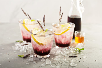 Lavender syrup lemonade with honey