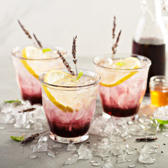 Lavender syrup lemonade with honey